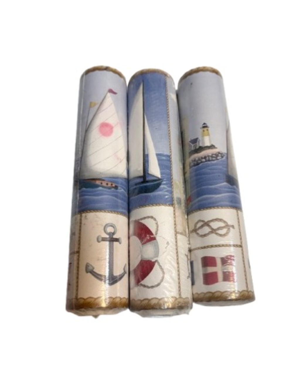 Lot 3 nautical-themed wallpaper border featuring sailboats lighthouses seaside